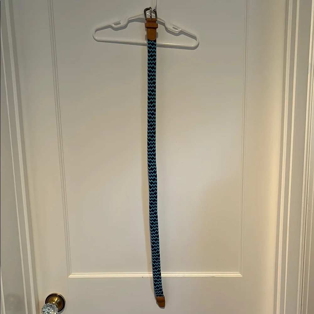 Peppercorn Kids blue braided elastic adjustable belt w/ pewter tone buckle